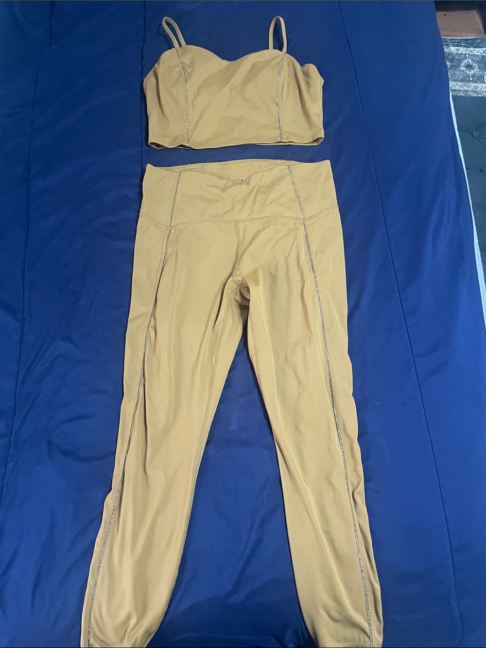 JoyLab High-Waist Active Leggings and Cropped Tank Set - Brown